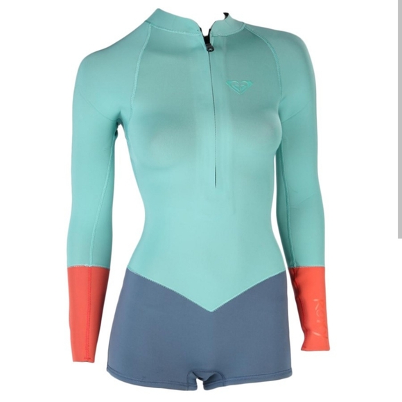 Roxy Women’s Long Sleeve Springsuit Wetsuit Size 6, Blue/Coral - Picture 1 of 9